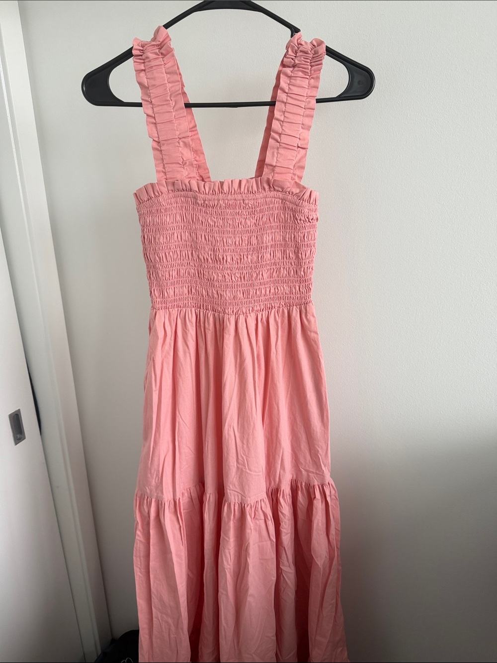 Abercrombie Pink Ruffled Strap Smocked Maxi Dress Small